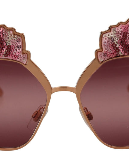 Dolce & Gabbana Pink Gold Rose Sequin Embroidery DG2202 Sunglasses