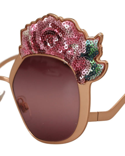 Dolce & Gabbana Pink Gold Rose Sequin Embroidery DG2202 Sunglasses