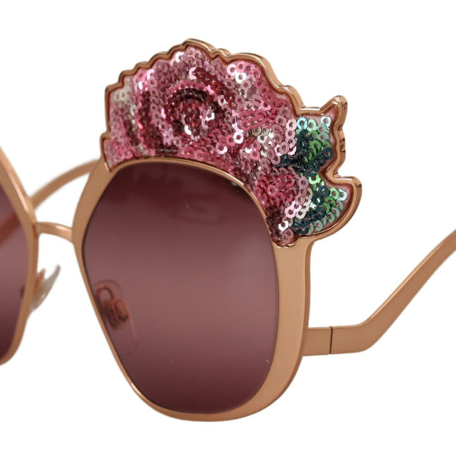 Dolce & Gabbana Pink Gold Rose Sequin Embroidery DG2202 Sunglasses