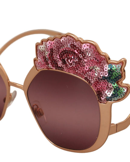Dolce & Gabbana Pink Gold Rose Sequin Embroidery DG2202 Sunglasses