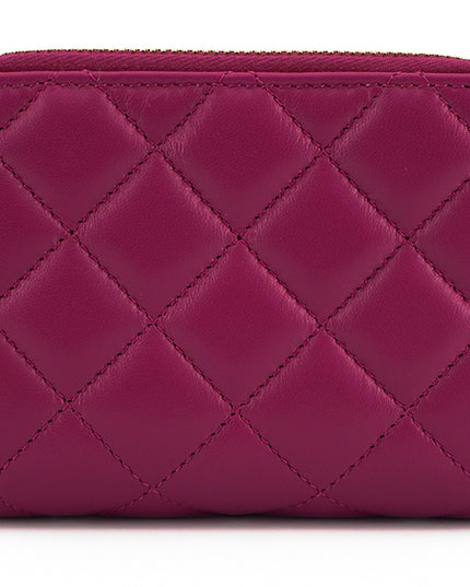 Versace Purple Nappa Leather Bifold Zip Around Wallet