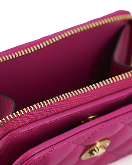 Versace Purple Nappa Leather Bifold Zip Around Wallet