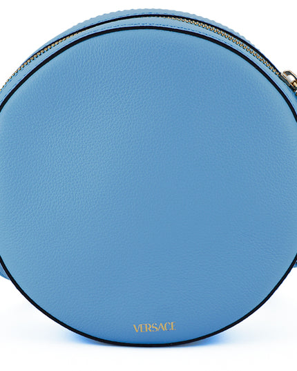 Versace Blue Calf Leather Round Disco Shoulder Bag
