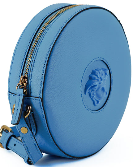Versace Blue Calf Leather Round Disco Shoulder Bag