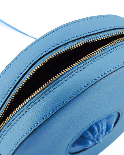 Versace Blue Calf Leather Round Disco Shoulder Bag