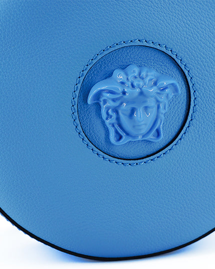 Versace Blue Calf Leather Round Disco Shoulder Bag