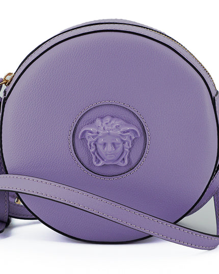 Versace Purple Calf Leather Round Disco Shoulder Bag