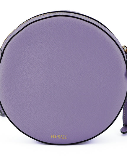 Versace Purple Calf Leather Round Disco Shoulder Bag