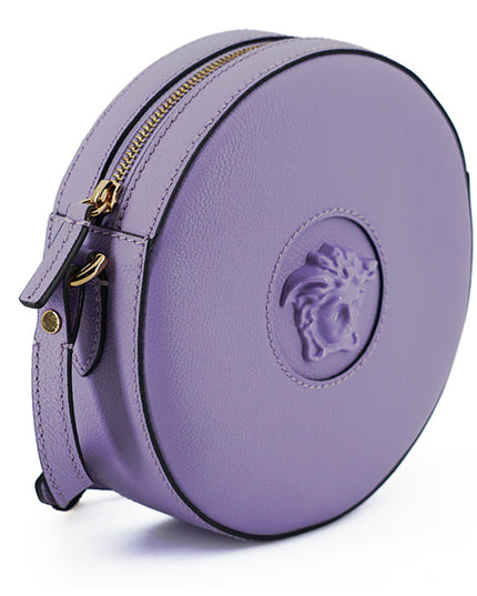 Versace Purple Calf Leather Round Disco Shoulder Bag