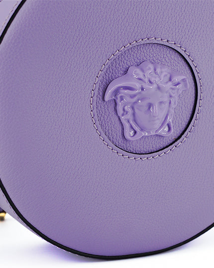 Versace Purple Calf Leather Round Disco Shoulder Bag