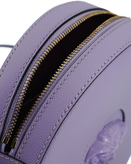 Versace Purple Calf Leather Round Disco Shoulder Bag