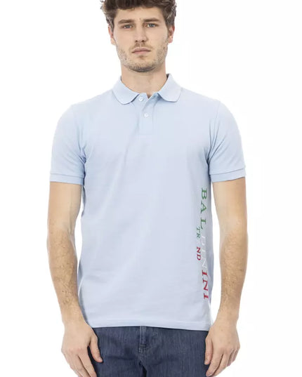 Baldinini Trend Light Blue Cotton Men Polo Shirt