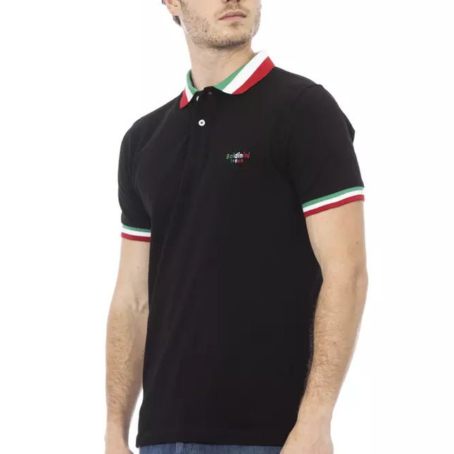 Baldinini Trend Black Cotton Men Polo Shirt