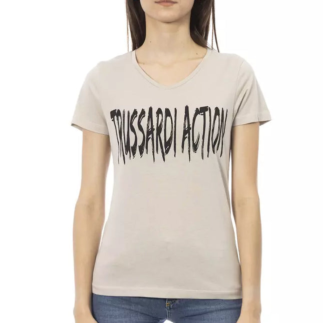 Trussardi Action Beige Cotton Women T-Shirt