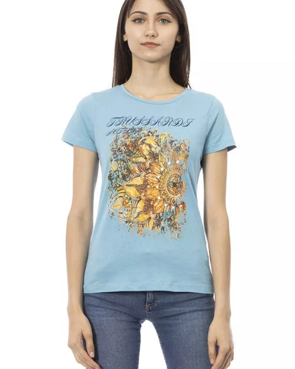 Trussardi Action Light Blue Cotton Women T-Shirt