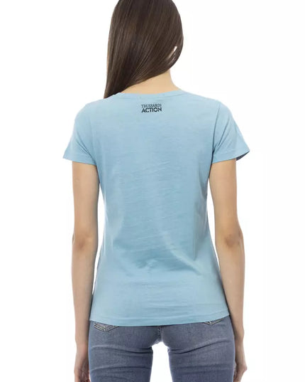 Trussardi Action Light Blue Cotton Women T-Shirt