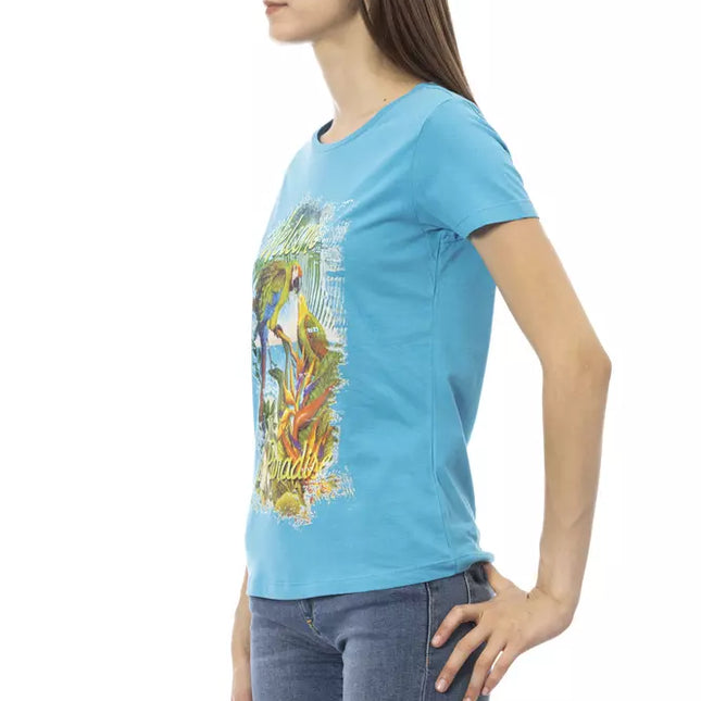Trussardi Action Light Blue Cotton Women T-Shirt