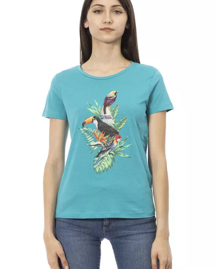 Trussardi Action Light Blue Cotton Women T-Shirt