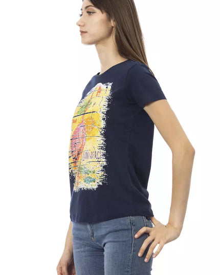 Trussardi Action Chic Blue Short Sleeve Round Neck Tee