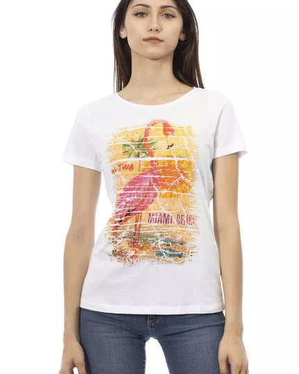 Trussardi Action Chic White Tee with Graphic Flair