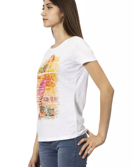 Trussardi Action Chic White Tee with Graphic Flair