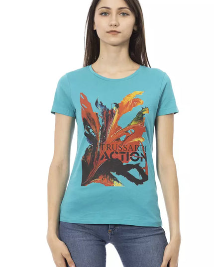 Trussardi Action Light Blue Cotton Women T-Shirt