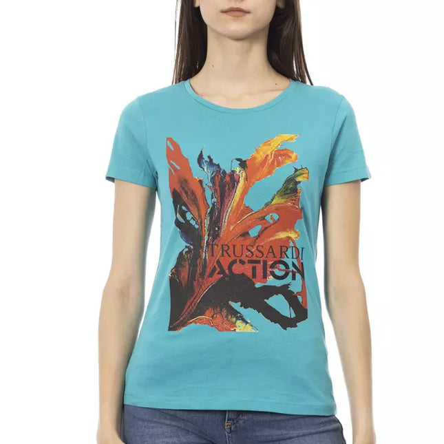 Trussardi Action Light Blue Cotton Women T-Shirt