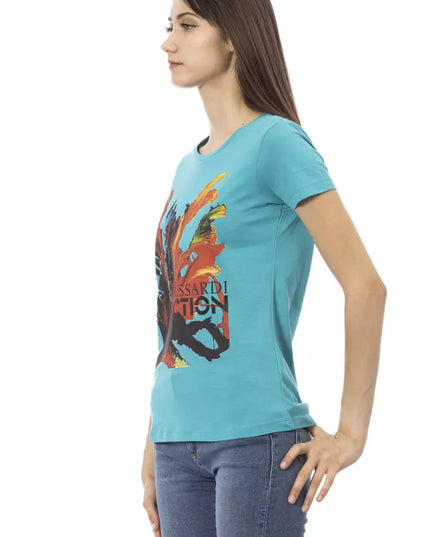 Trussardi Action Light Blue Cotton Women T-Shirt
