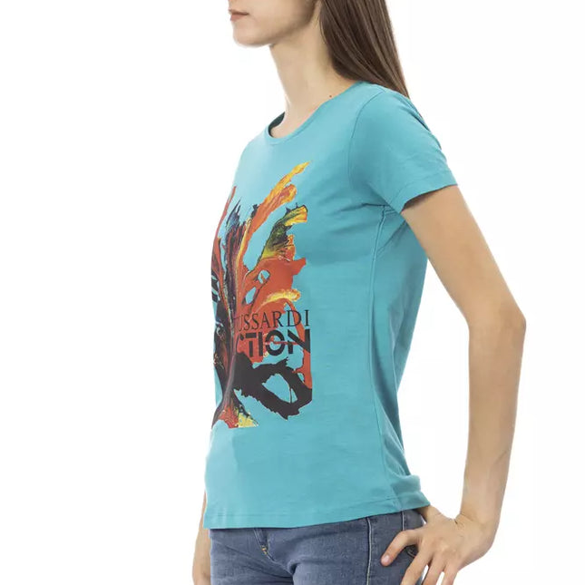 Trussardi Action Light Blue Cotton Women T-Shirt