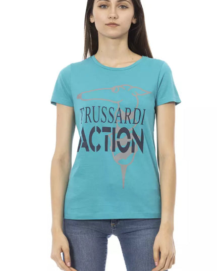 Trussardi Action Light Blue Cotton Women T-Shirt