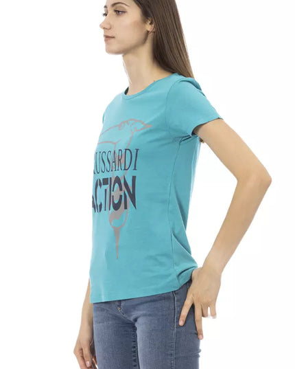 Trussardi Action Light Blue Cotton Women T-Shirt
