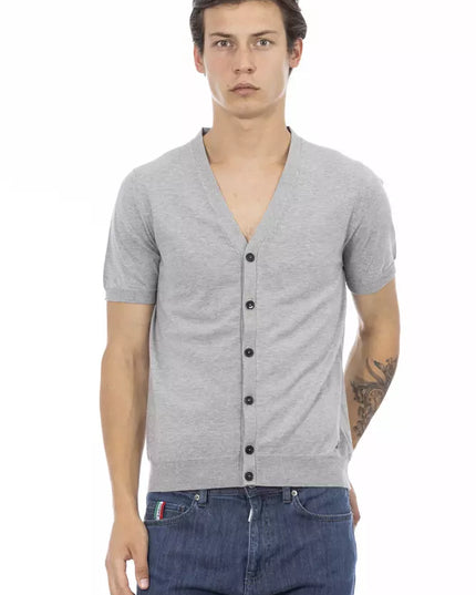 Baldinini Trend Gray Cotton Men Sweater