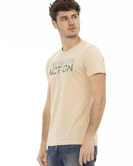 Trussardi Action Beige Cotton Men T-Shirt
