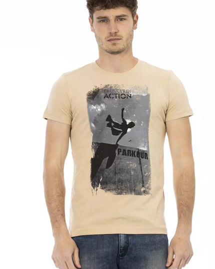 Trussardi Action Beige Cotton Men T-Shirt