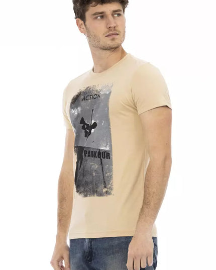 Trussardi Action Beige Cotton Men T-Shirt