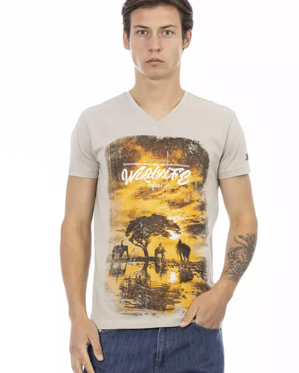 Trussardi Action Beige Cotton Men T-Shirt