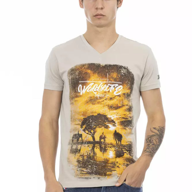 Trussardi Action Beige Cotton Men T-Shirt