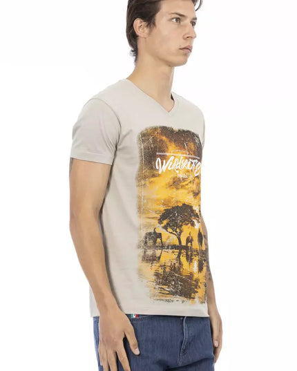 Trussardi Action Beige Cotton Men T-Shirt