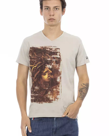 Trussardi Action Beige Cotton Men T-Shirt