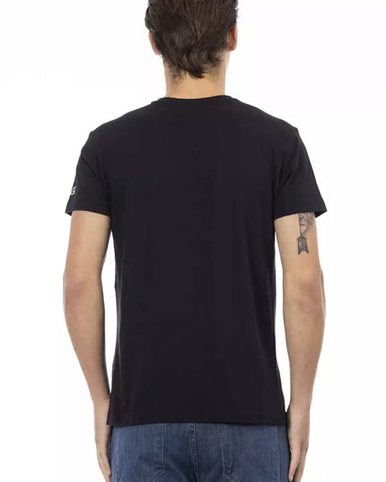 Trussardi Action Black Cotton Men V-Neck T-Shirt