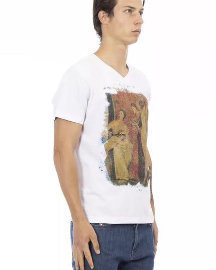 Trussardi Action White Cotton Men's V-Neck T-Shirt