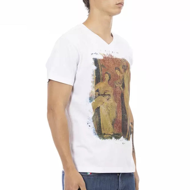 Trussardi Action White Cotton Men's V-Neck T-Shirt