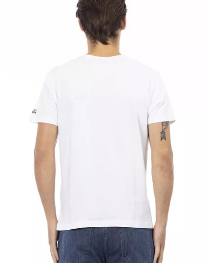 Trussardi Action White Cotton Men's V-Neck T-Shirt
