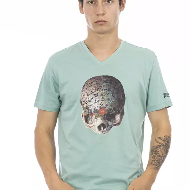 Trussardi Action Green Cotton Men's V-Neck T-Shirt