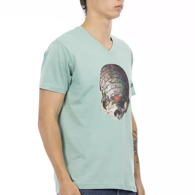 Trussardi Action Green Cotton Men's V-Neck T-Shirt