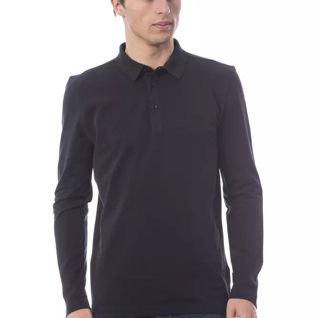 Verri Black Cotton Men Polo Shirt Long Sleeve