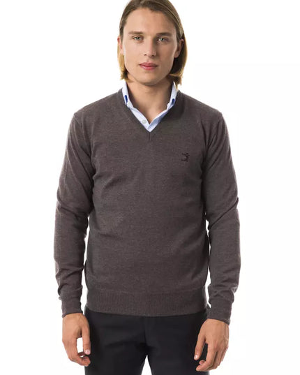 Uominitaliani Gray Merino Wool Men Sweater