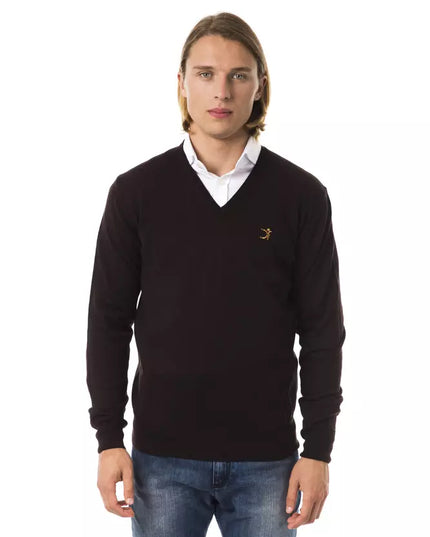 Uominitaliani Brown Merino Wool Men Sweater