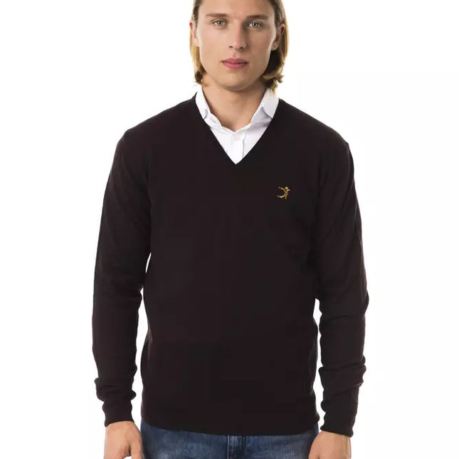 Uominitaliani Brown Merino Wool Men Sweater