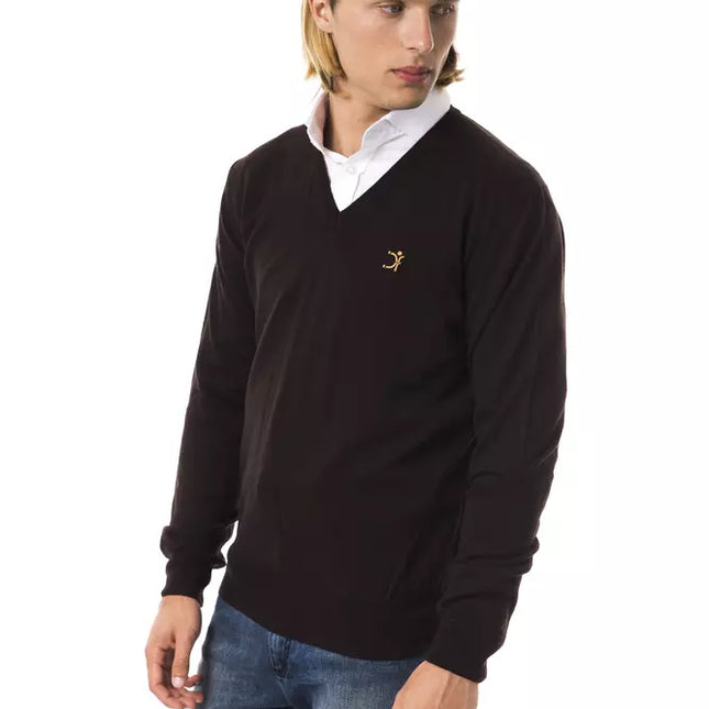 Uominitaliani Brown Merino Wool Men Sweater